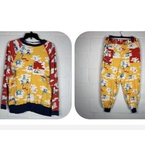 Vtg 80s/90s Arctic Animals Pajama Set Size L Colorblock Igloo Winter Characters